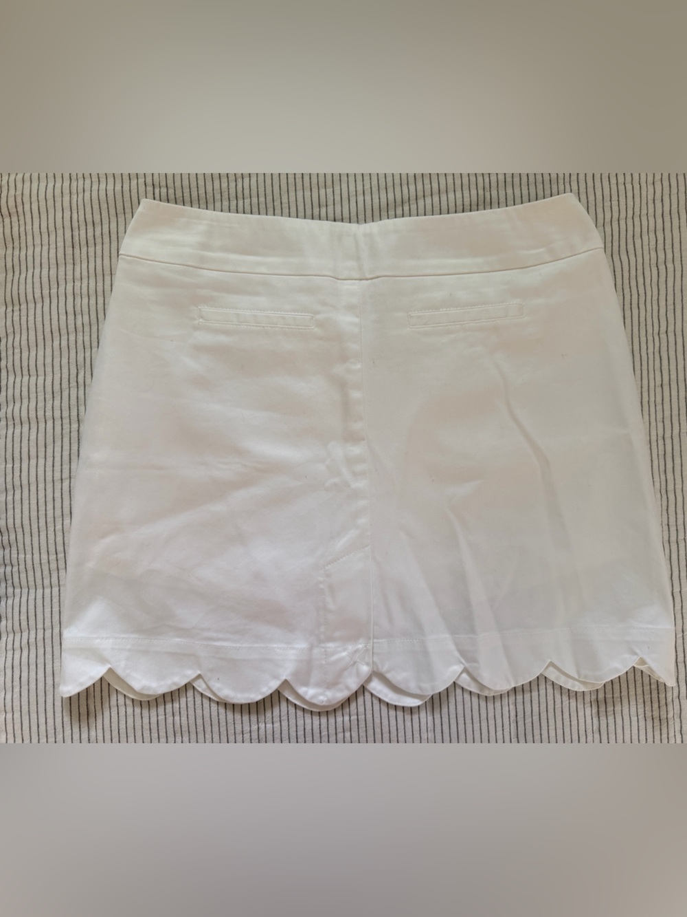 White Scalloped Hem Mini Skirt